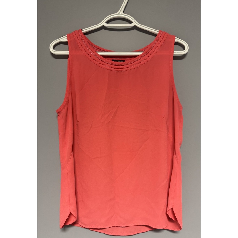 Ann Taylor‎ Women's Pink/Coral  Sleeveless Tank, Collar Design, Size Medium